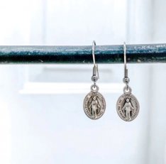 Miraculous Medal Earrings | Silver